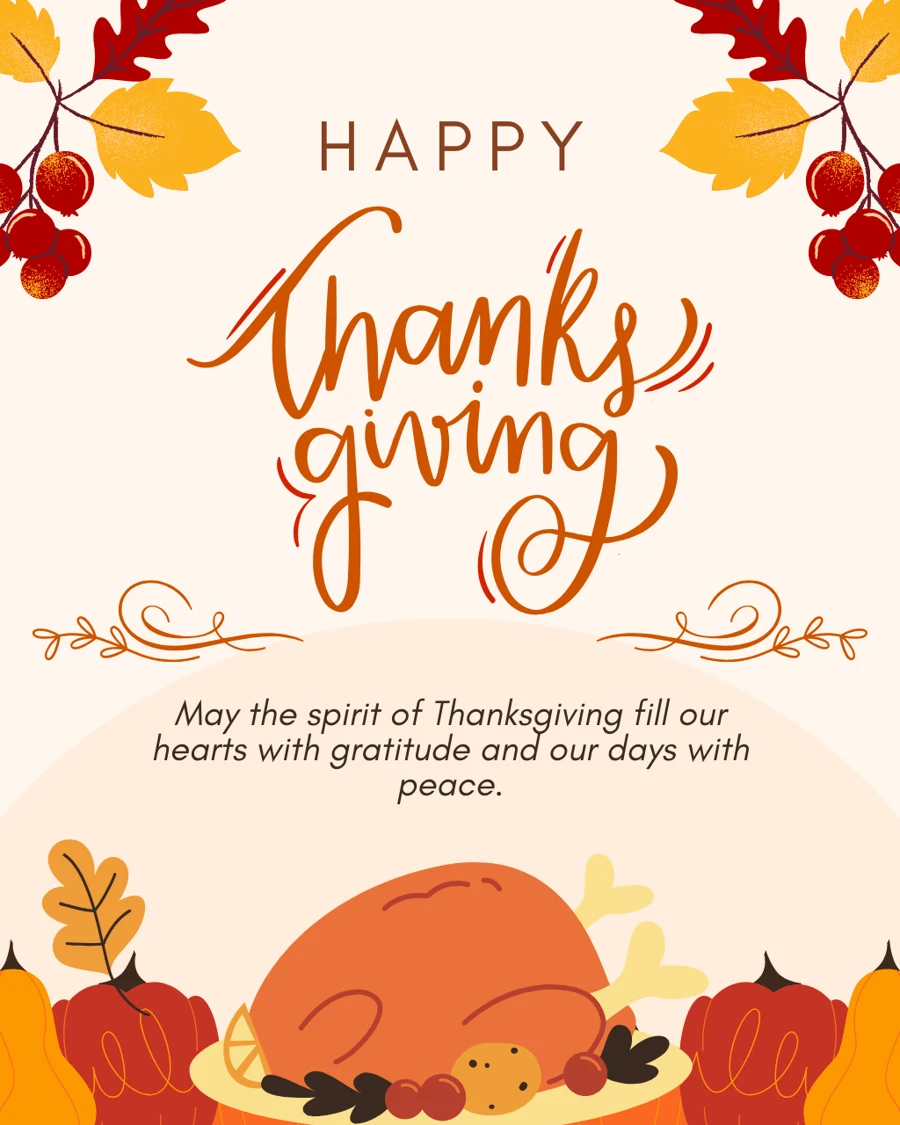 Orange Cute Playful Happy Thanksgiving Instagram Post — Holiday posts