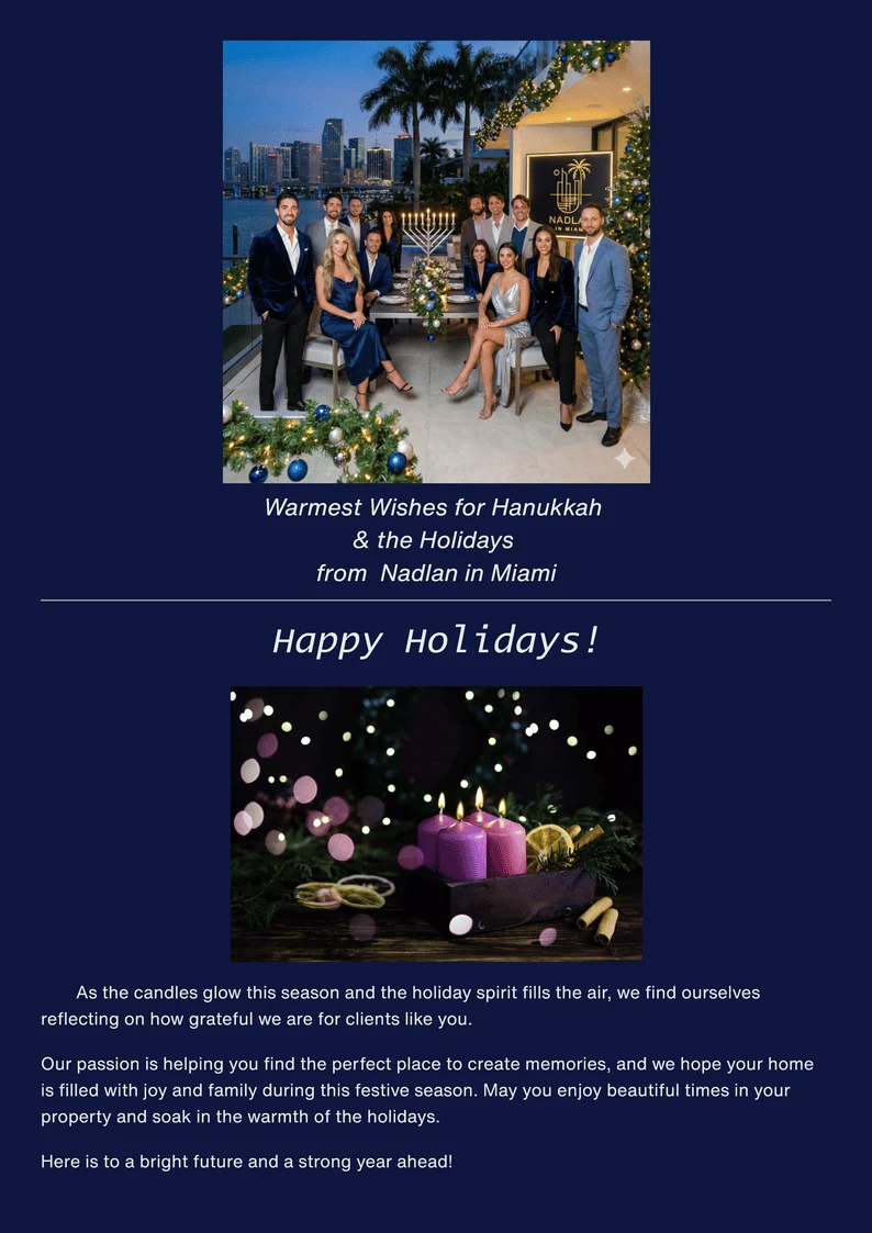 Happy Hanuckah from Nadlan in Miami — Marketing mail