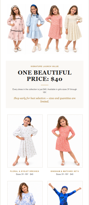 DS Girls collection launch — Launch value — one beautiful price, $40